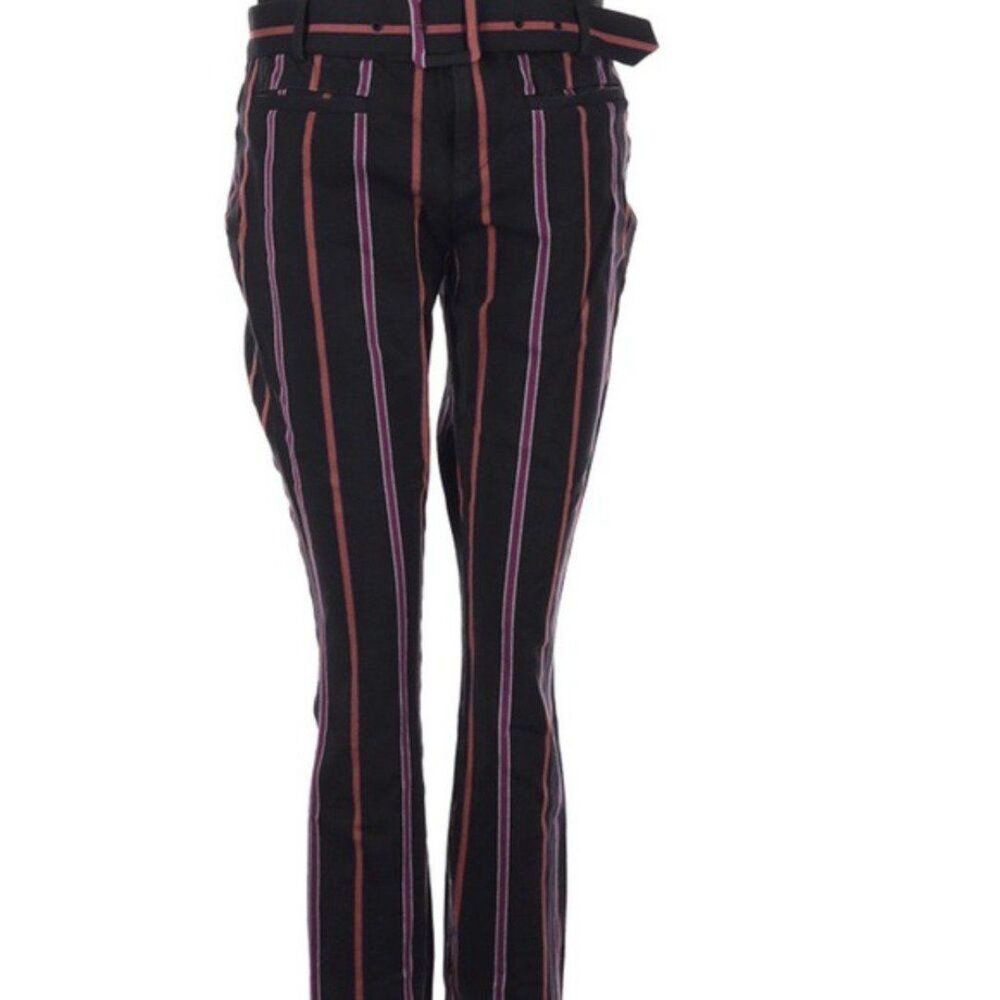 Anthropologie Women's Essential Slim Purple Pinstripe Belt Dress Pants Sz 8
